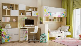 Детская комната Флёр (Белый/корпус Клен) в Удачном - udachnyj.katalogmebeli.com | фото