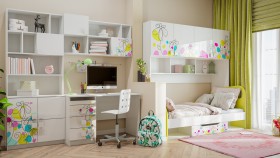 Детская комната Флер (Белый/корпус Выбеленное дерево) в Удачном - udachnyj.katalogmebeli.com | фото 2