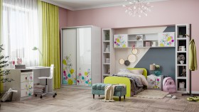 Детская комната Флер (Белый/корпус Выбеленное дерево) в Удачном - udachnyj.katalogmebeli.com | фото