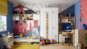 Детская комната Клаксон без машинок (Белый/корпус Клен) в Удачном - udachnyj.katalogmebeli.com | фото