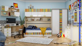Детская комната Клаксон без машинок (Белый/корпус Клен) в Удачном - udachnyj.katalogmebeli.com | фото 5