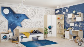 Детская комната Санни (Белый/корпус Клен) в Удачном - udachnyj.katalogmebeli.com | фото 2