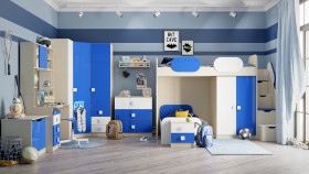 Детская комната Скай Люкс (Синий/Белый/корпус Клен) в Удачном - udachnyj.katalogmebeli.com | фото 7