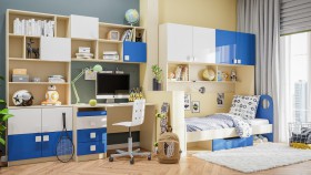 Детская комната Скай Люкс (Синий/Белый/корпус Клен) в Удачном - udachnyj.katalogmebeli.com | фото 9