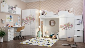 Детская комната Совушки (Белый/корпус Выбеленное дерево) в Удачном - udachnyj.katalogmebeli.com | фото