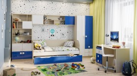 Диван-кровать Скай люкс (Синий/Белый/корпус Клен) в Удачном - udachnyj.katalogmebeli.com | фото 2