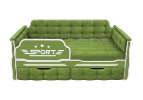 Кровать 160 серии Спорт 2 ящика 76 Зелёный (мягкие боковые накладки) в Удачном - udachnyj.katalogmebeli.com | фото 1