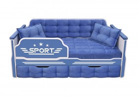 Кровать 160 серии Спорт 2 ящика 85 Синий (подушки) в Удачном - udachnyj.katalogmebeli.com | фото
