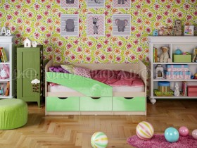 Кровать Бабочки 1,6м (Салатовый металлик) в Удачном - udachnyj.katalogmebeli.com | фото