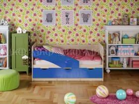 Кровать Бабочки 1,6м (Синий металлик) в Удачном - udachnyj.katalogmebeli.com | фото