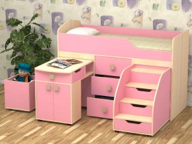 Кровать детская Фея 1.6 Дуб молочный/Розовый в Удачном - udachnyj.katalogmebeli.com | фото