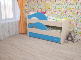 Кровать детская Радуга 1600 Млечный дуб/Голубой в Удачном - udachnyj.katalogmebeli.com | фото 1