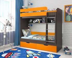 Кровать двухъярусная Юниор-5  Бодего/Оранжевый в Удачном - udachnyj.katalogmebeli.com | фото