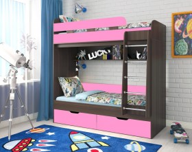 Кровать двухъярусная Юниор-5  Бодего/Розовый в Удачном - udachnyj.katalogmebeli.com | фото