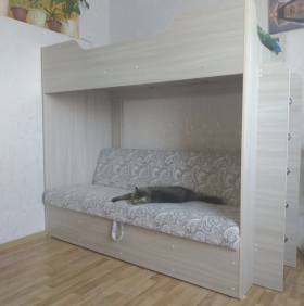 Кровать двухъярусная с диваном (Беленый дуб) в Удачном - udachnyj.katalogmebeli.com | фото 1