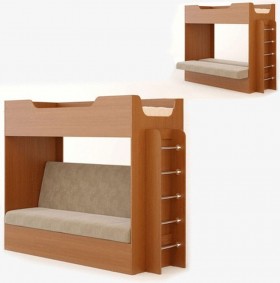 Кровать двухъярусная с диваном (Бук темный) в Удачном - udachnyj.katalogmebeli.com | фото