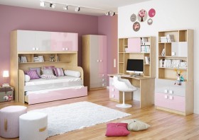 Кровать Грэйси 1650х750 (Розовый/Серый/корпус Клен) в Удачном - udachnyj.katalogmebeli.com | фото 3