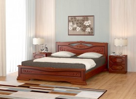 Кровать Карина-7 из массива сосны 1400*2000 Орех в Удачном - udachnyj.katalogmebeli.com | фото