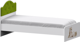 Кровать Каспер с мягкой спинкой и фотопечатью (800х1900)Белый/Лайм в Удачном - udachnyj.katalogmebeli.com | фото