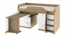 Кровать комбинированная «Оксфорд» (Ривьера/Белый с рисунком) в Удачном - udachnyj.katalogmebeli.com | фото 3