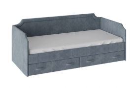 Кровать с мягкой обивкой и ящиками «Кантри» Тип 1 (900) (Замша синяя) в Удачном - udachnyj.katalogmebeli.com | фото