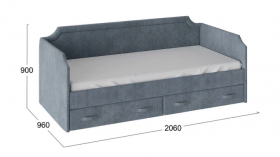 Кровать с мягкой обивкой и ящиками «Кантри» Тип 1 (900) (Замша синяя) в Удачном - udachnyj.katalogmebeli.com | фото 3