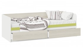 Кровать «Сканди» с 2 ящиками Дуб Гарден/Белый/Зеленый в Удачном - udachnyj.katalogmebeli.com | фото 2