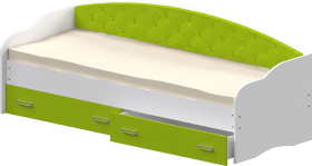 Кровать Софа-7 с мягкой спинкой (800х1900) Белый/Лайм в Удачном - udachnyj.katalogmebeli.com | фото