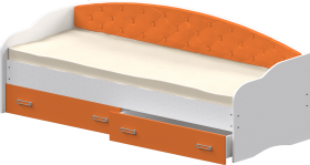 Кровать Софа-7 с мягкой спинкой (800х1900) Белый/Оранжевый в Удачном - udachnyj.katalogmebeli.com | фото