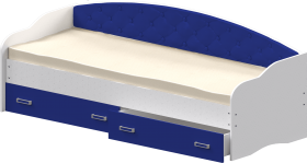 Кровать Софа-7 с мягкой спинкой (800х1900) Белый/Синий в Удачном - udachnyj.katalogmebeli.com | фото