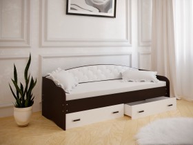 Кровать Софа-7 с мягкой спинкой (800х2000) Венге/ Белый в Удачном - udachnyj.katalogmebeli.com | фото 1