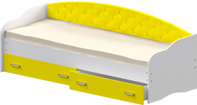 Кровать Софа-8 с мягкой спинкой (900х1900) Белый/Желтый в Удачном - udachnyj.katalogmebeli.com | фото