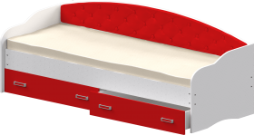 Кровать Софа-8 с мягкой спинкой (900х1900) Белый/Красный в Удачном - udachnyj.katalogmebeli.com | фото 1