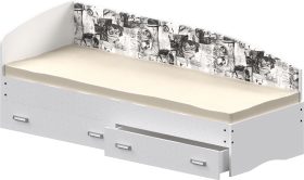Кровать Софа-9 с мягкой спинкой с рисунком Милана (900х1900) Белый в Удачном - udachnyj.katalogmebeli.com | фото
