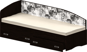 Кровать Софа-9 с мягкой спинкой с рисунком Милана (900х1900) Венге в Удачном - udachnyj.katalogmebeli.com | фото