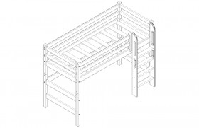 Кровать Соня вариант 5 полувысокая с прямой лестницей белый полупрозрачный в Удачном - udachnyj.katalogmebeli.com | фото 3