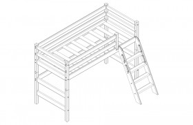 Кровать Соня вариант 6 полувысокая с наклонной лестницей Лаванда в Удачном - udachnyj.katalogmebeli.com | фото 2