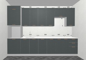 Кухня Квадро 3,2 м (высокие модули/Железо/Серый) в Удачном - udachnyj.katalogmebeli.com | фото 3