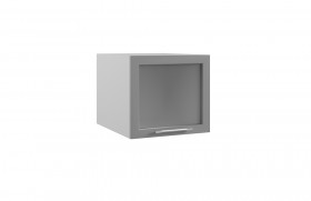 Квадро ГВПГС 500 шкаф верхний горизонтальный глубокий со стеклом высокий (Ваниль кожа/корпус Серый) в Удачном - udachnyj.katalogmebeli.com | фото