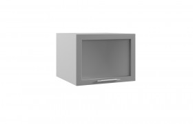 Квадро ГВПГС 600 шкаф верхний горизонтальный глубокий со стеклом высокий (Железо/корпус Серый) в Удачном - udachnyj.katalogmebeli.com | фото