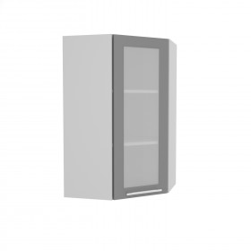 Квадро ВПУС 550 шкаф верхний угловой со стеклом высокий (Железо/корпус Серый) в Удачном - udachnyj.katalogmebeli.com | фото
