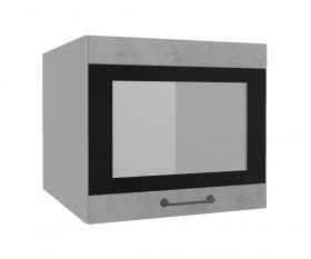 Лофт ВПГСФ 500 шкаф верхний горизонтальный со стеклом высокий с фотопечатью (Бетон светлый/корпус Серый) в Удачном - udachnyj.katalogmebeli.com | фото