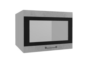 Лофт ВПГСФ 600 шкаф верхний горизонтальный со стеклом высокий с фотопечатью (Бетон светлый/корпус Серый) в Удачном - udachnyj.katalogmebeli.com | фото