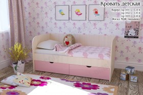 Мальвина Кровать детская 2 ящика 1.6 Розовыйй глянец в Удачном - udachnyj.katalogmebeli.com | фото
