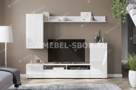 Мебель для гостиной МГС 4 (Белый/Белый глянец) в Удачном - udachnyj.katalogmebeli.com | фото
