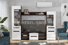 Мебель для гостиной МГС 6 (Исполнение 1/Венге/Белый глянец) в Удачном - udachnyj.katalogmebeli.com | фото