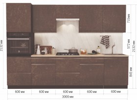 Модульная кухня Бруклин 3 м (Бетон коричневый) в Удачном - udachnyj.katalogmebeli.com | фото 14
