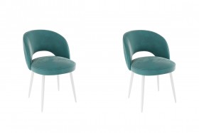 Набор стульев Моли 2 шт (зеленый велюр/белый) в Удачном - udachnyj.katalogmebeli.com | фото