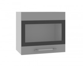 Ройс ВПГСФ 500 Шкаф верхний горизонтальный со стеклом с фотопечатью высокий (Белый софт/корпус Серый) в Удачном - udachnyj.katalogmebeli.com | фото