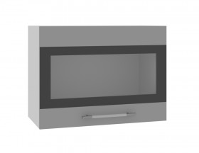 Ройс ВПГСФ 600 Шкаф верхний горизонтальный со стеклом с фотопечатью высокий (Белый софт/корпус Серый) в Удачном - udachnyj.katalogmebeli.com | фото